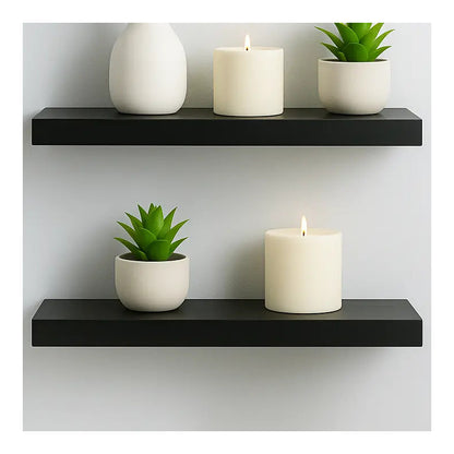 4 Repisa Flotante Dormitorio Baño Estantes Pared Mdf 40x15cm Negro