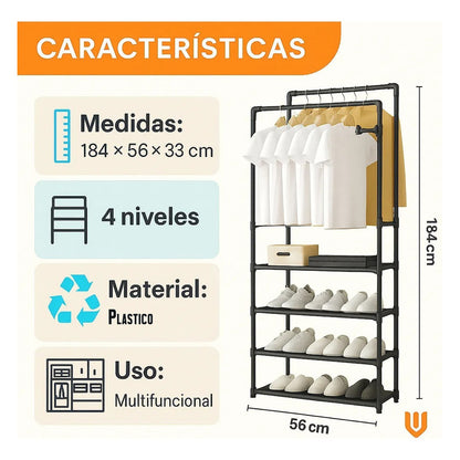 Perchero Organizador Colgante Perchero Doble Barra 5 Niveles