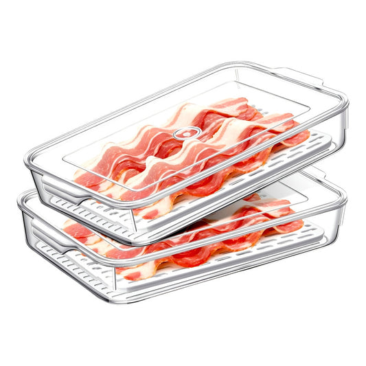 X2 Organizador Refrigerador Acrilico Contenedor Con Tapa