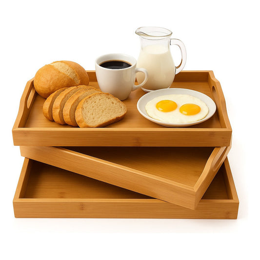 3 Bandejas Para Desayuno Bandeja De Bambu Para Servir Bambu