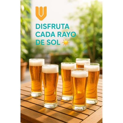 Vasos Cerveceros Vidrio 710 Ml Set 6 Unidades Alta Resistenc