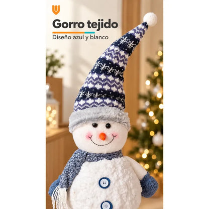 Muñeco Nieve Navideño 86cm Retraible Decorativo Figura Blanco Muñeco Adorno Navideño Muñeco Papá Noel Viejito Pascuero Santa Claus Gorro Barba Blanca Figura Verdes Cascabel 86cm Retraible