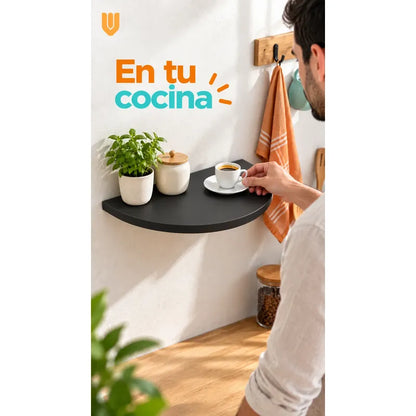 Repisa Flotante Semicircular Mdf Negro 40cm Vitrineon Cl Negro Repisa Mural Flotante Estante Decorativo Organización Recibidor Living Oficina Madera Mdf Muro Concreto Vestidor 40cm