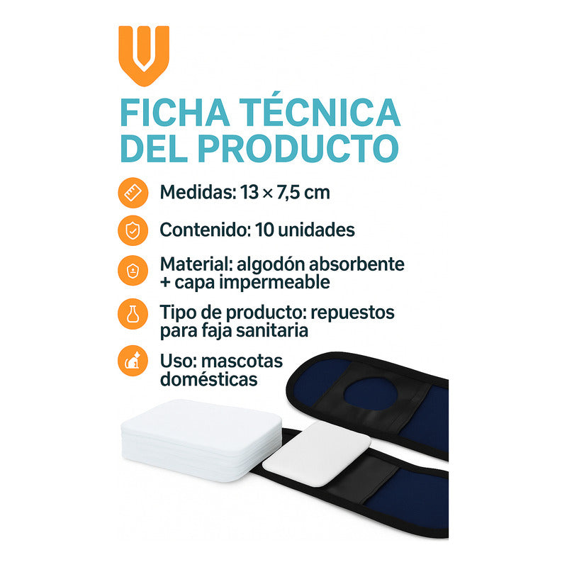 Pack 10 Protector Calzón Celo Mascota Absorbente Almohadilla Blanco-talla-l