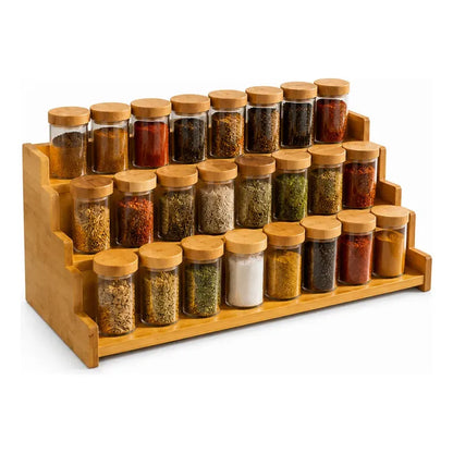 Organizador Porta Condimentos Especiero Expandible 3 Niveles Bambú Organizador Especias Expandible 3 Niveles Especiero Escalonado Cocina Despensa Condimentos Ajustable 22 A 38 Cm