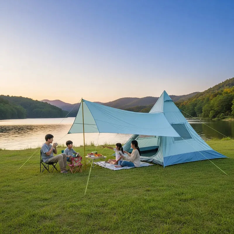 Carpa Camping 4 Personas Estructural Alta Resistencia Celeste