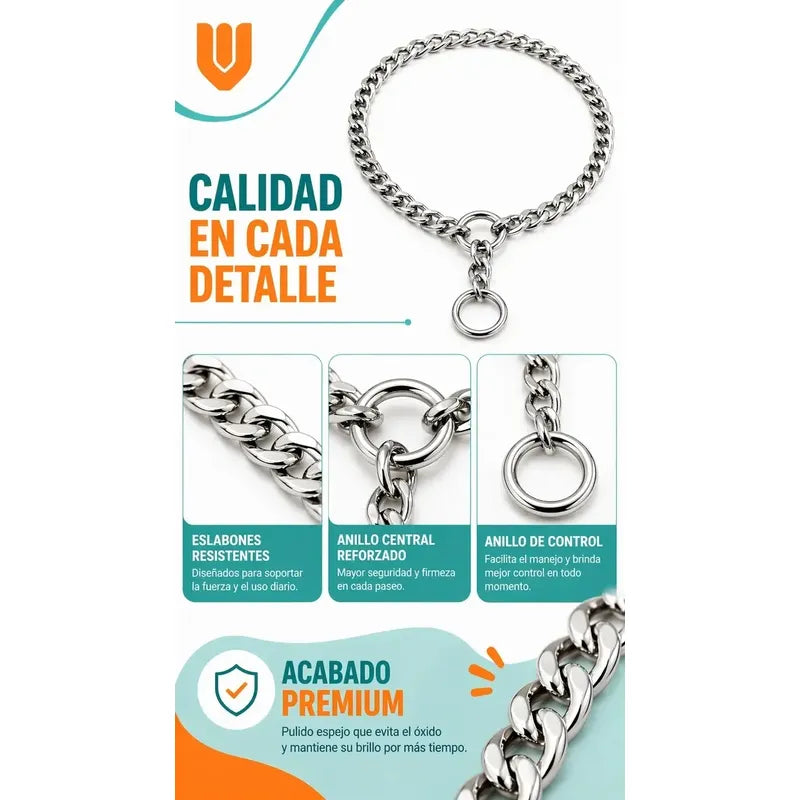 X2 Collar Adiestramiento Perro Collar De Adiestramiento 50cm Plateado 50cm