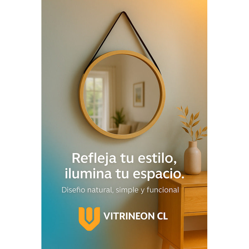 Espejo Redondo Colgante Bambu Decorativo Espejo Pared 25 Cm Bambú