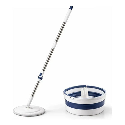 Mopa Vitrineon 360 Balde Plegable Microfibra Limpieza Hogar Blanco Azul Moderno Limpio Minimalista Elegante Hogar Cocina Baño Diseño Nordico Profesional Alta Calidad Resistente Dur