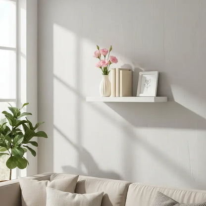 4 Repisa Flotante Dormitorio Baño Estantes Pared Mdf 40x15cm Blanco