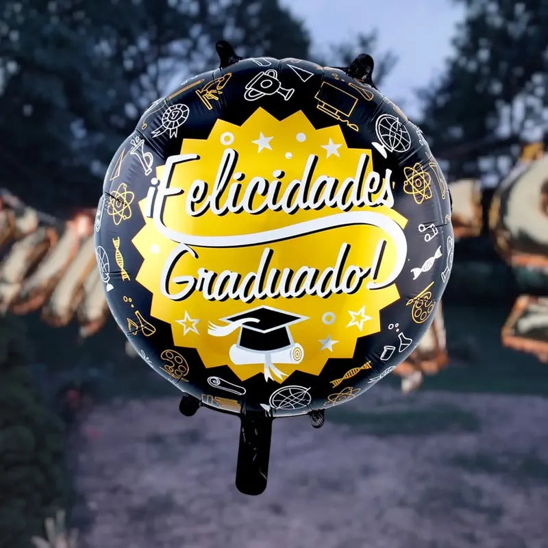 Globo Redondo Metalizado Graduación Decoracion Grado Fiesta