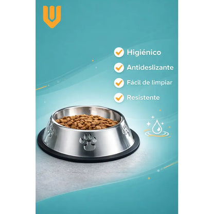 X4 Comedero Perro Platos Para Perros Gatos Mascotas 18cm Metalico