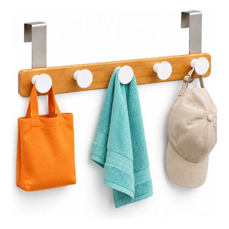 Perchero Ropa Madera 40cm Blanco 5 Ganchos Vitrineon Cl Blanco Perchero Puerta Bambú Blanco Cinco Ganchos Colgador Ropa Toallas Bolsos Organizador Horizontal Dormitorio Entrada Hogar 40cm