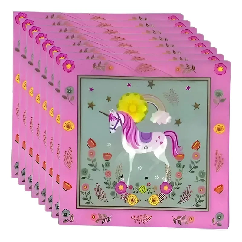 X20 Servilletas Cumpleaños Feliz Cumpleaños Unicornio Rosado Rosa