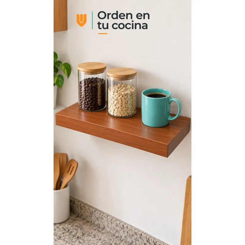 2 Repisas Flotantes Marrón Mdf 40x23cm Decoración Sala Pared Marrón