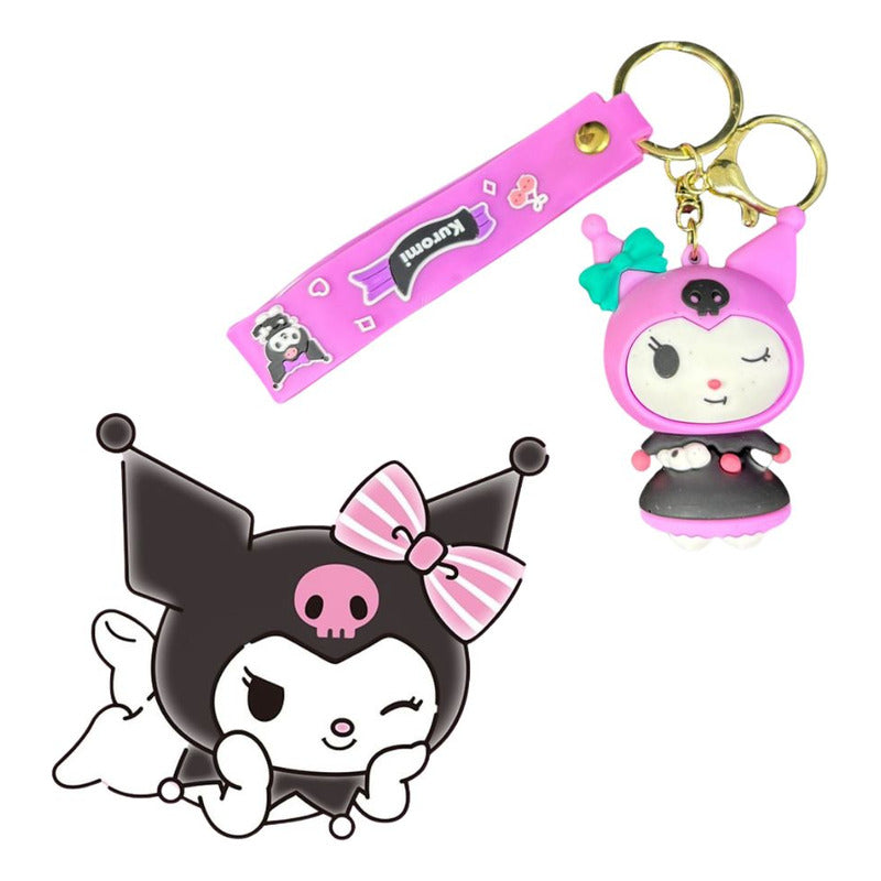 Llavero Colgante Kuromi Llavero Silicona Tematico Decoracion Kuromi Rosa