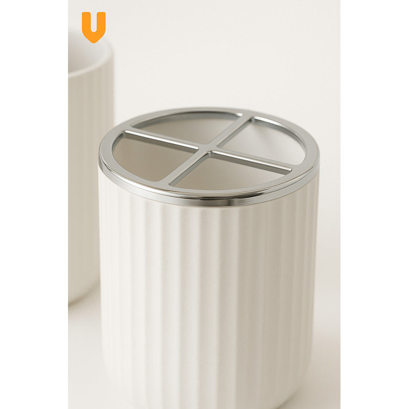 Set 5 Piezas Accesorios Decorativo Baños Juegos Baño Blanco Blanco