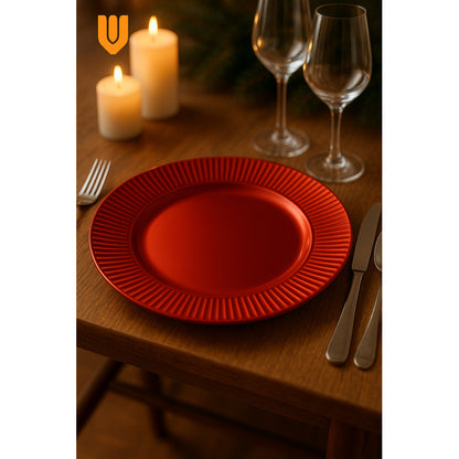 Plato Base Rojo Vajilla Navidad Juego De Platos Rojos 33cm