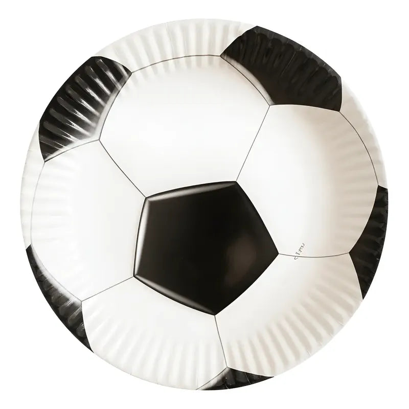X10 Platos Cumpleaños Futbol Platos Desechable Decoracion  Blanco Y Negro 10 Platos
