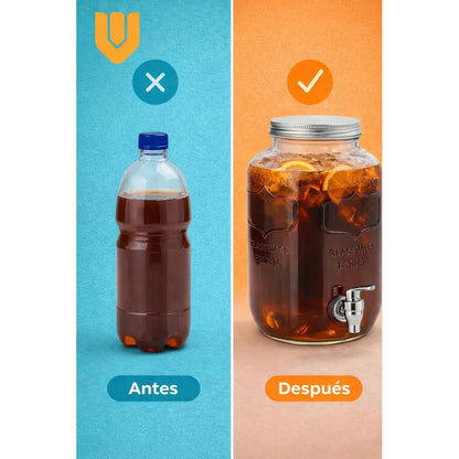 X4 Dispensador Vidrio 4 Litros Grifo Bebidas Jugo Agua Hogar Dispensador Bebidas Vidrio 4l Frasco Jugo Agua Fiestas Hogar Canilla Servicio Mesa Transparente