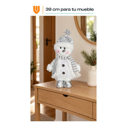 Muñeco Nieve Navideño 62cm Retraible Decorativo Figura Blanco Muñeco Adorno Navideño Muñeco Papá Noel Viejito Pascuero Santa Claus Gorro Barba Blanca Figura Verdes Cascabel 62cm Retraible