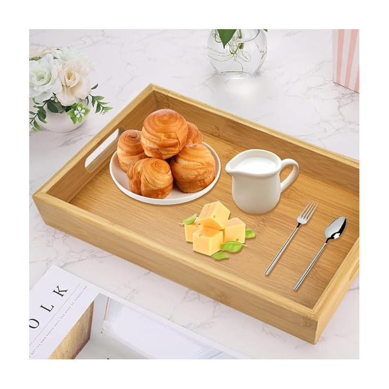 3 Bandejas Para Desayuno Bandeja De Bambu Para Servir Bambu
