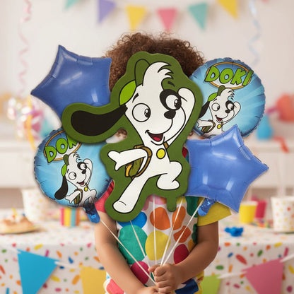 Set 5 Globos Metálicos Doki Globos Metalizado Perro Doki Azul Y Verde