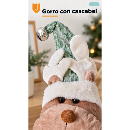 Muñeco Navideño 39cm Decorativo Adornar Figuras Navidad Blanco Muñeco Adorno Navideño Muñeco Papá Noel Viejito Pascuero Santa Claus Gorro Barba Blanca Figura Verdes Cascabel 39cm-reno