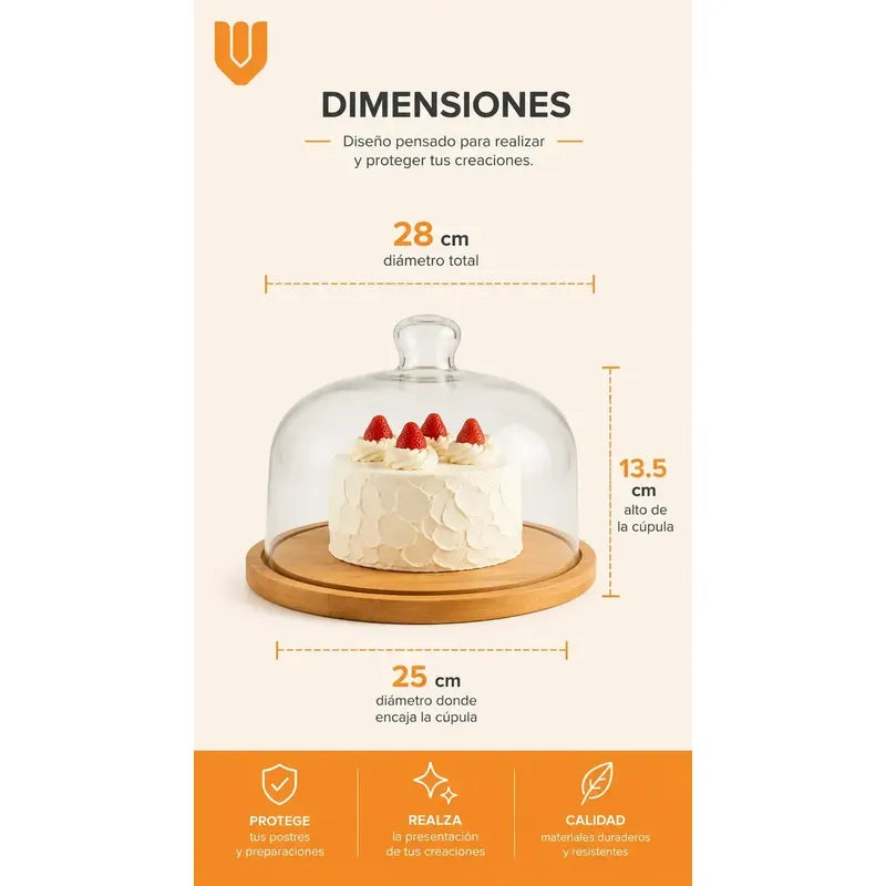 Base Torta Bambú Tapa Porta Cupcakes Soporte Transportador F Bambú