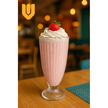 Set 6 Vasos Vidrio Acanalado 370 Ml Batidos Helados Postres