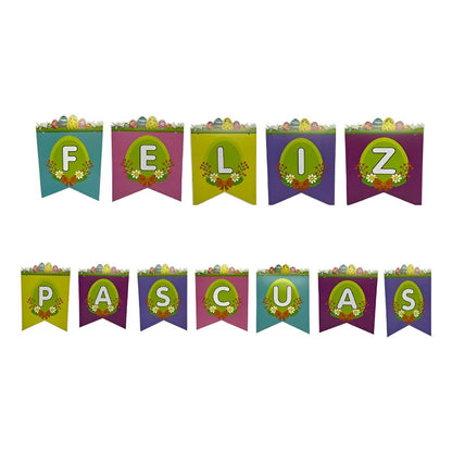 Banderin Feliz Pascuas Decoracion Pascuas Feliz Pascuas Multicolor Banderín Pascua