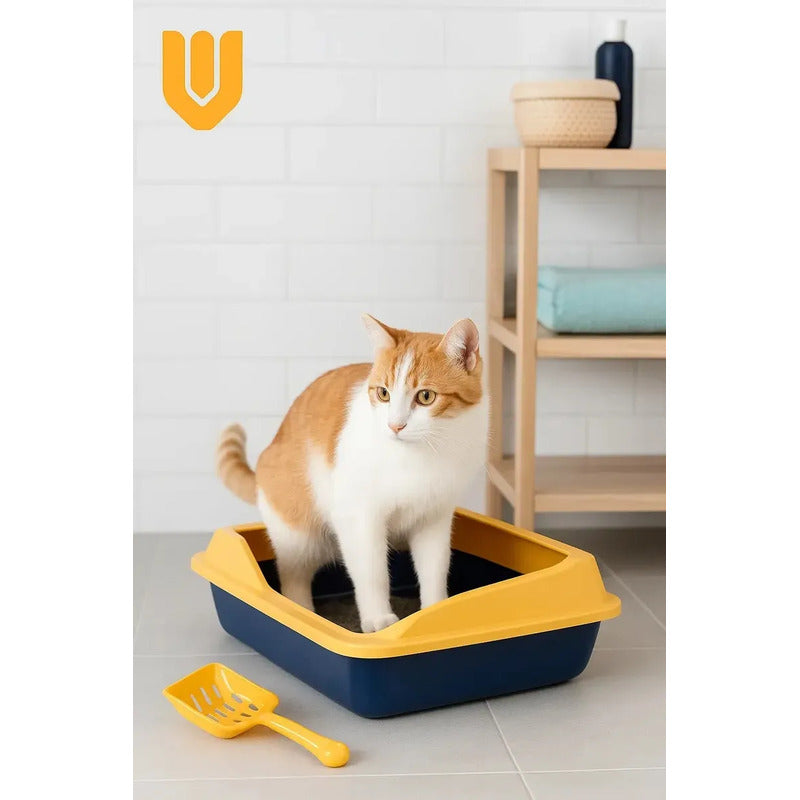 Arena Mascotas Comodo Amplio Diseño Practico Evitar Suciedad Amarillo/azul