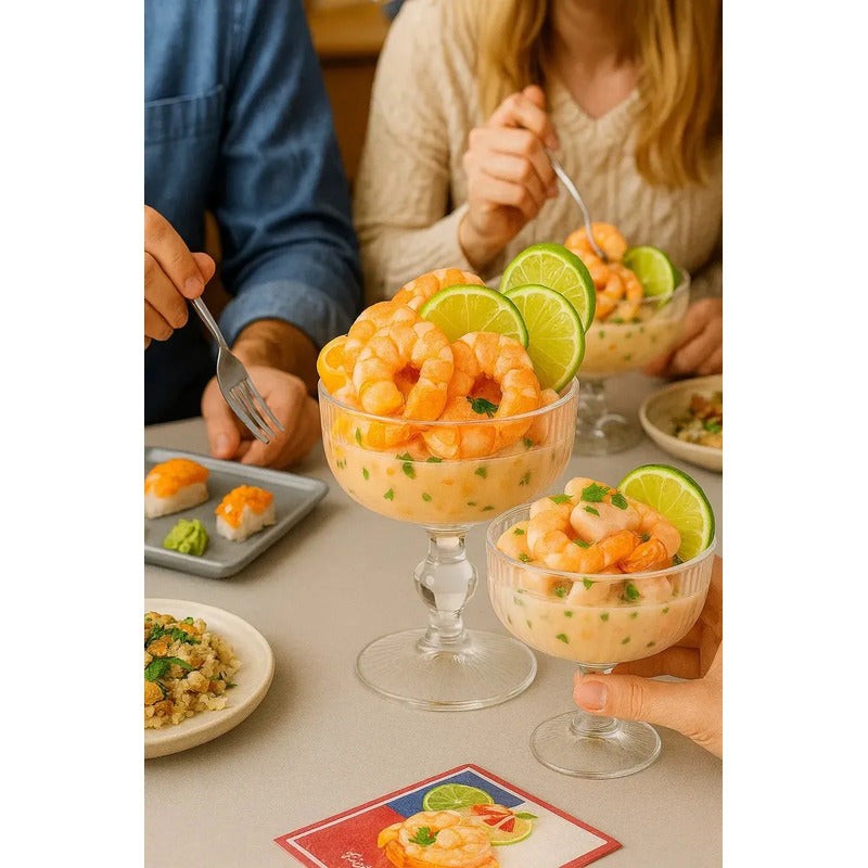 X6 Copas Vidrio Ceviche Coctel Mojito 10cm Alto 11 5cm Diametro Pack 6 Copa Transparente Cristal Resistente Apto Lavavajillas Base Alta Texturizada Postres Entradas Gourmet