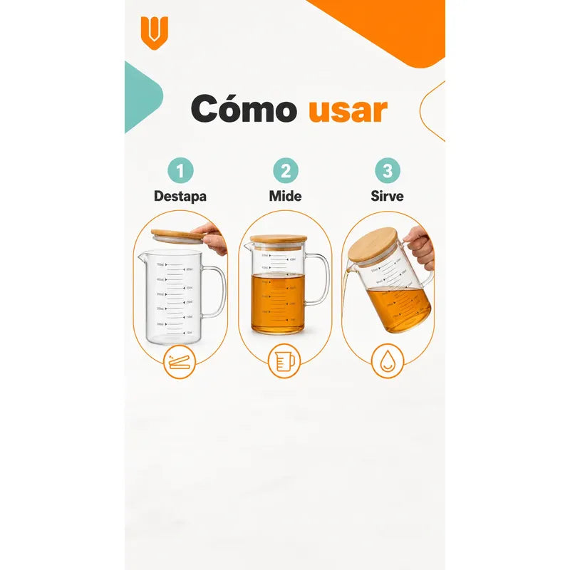 Taza Medidora Vidrio Jarra Medidora Vaso Medidor Taza 500ml Transparente/ 500ml