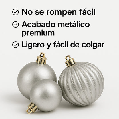 Decoración Árbol Navidad Set 28 Esferas Plástico 12.5 Cm