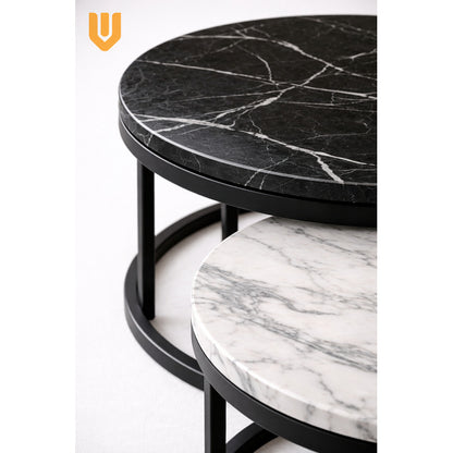 Mesa Centro Redonda Anidada Set 2 Mesas Auxiliares Madera