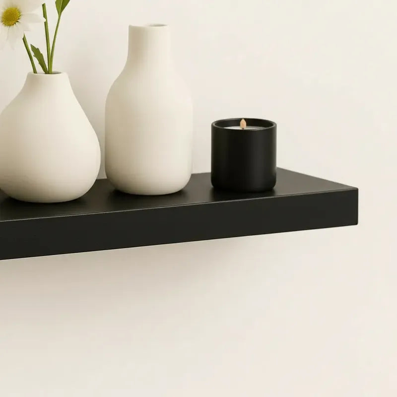 Repisa Flotante Dormitorio Baño Estantes Pared Mdf 40x15 Cm Negro