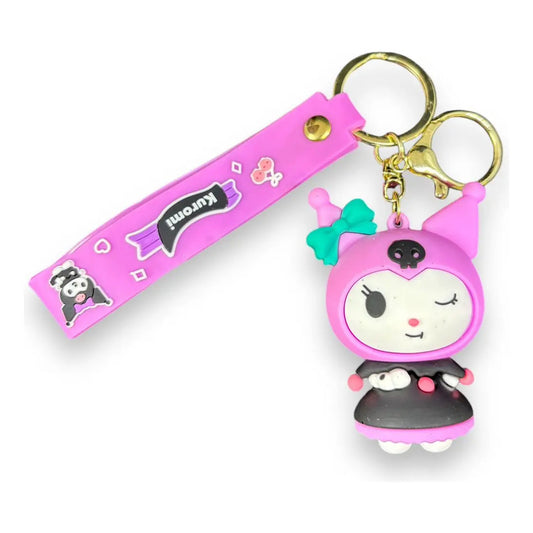 Llavero Colgante Kuromi Llavero Silicona Tematico Decoracion Kuromi Rosa
