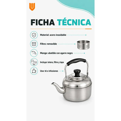 Pack 3 Tetera De Acero Inoxidable Cuello De Cisne 2 Litro Pl Tetera Cuello Cisne Acero Inoxidable 2 Litros Plateada Mango Plástico Apta Fuego Directo Cocina Cafés Tés Dcbz18 Premium