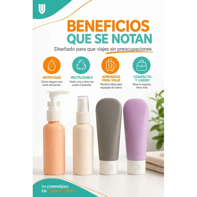 Botellas Viaje Silicona 60ml Set 4 Recargables Cabina Avion Multicolor Pastel Moderno Atractivo Viaje Identificacion Facil Liquidos Silicona Suave Compacto Diseño Elegante Organizacion