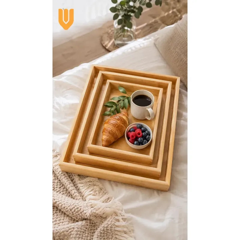 3 Bandeja Desayuno Bambu Ecologico Sostenible Hogar Bambu Marron Bambu Natural Madera Clara Elegante Nordico Artesanal Gourmet Calido Minimalista Cocina Premium