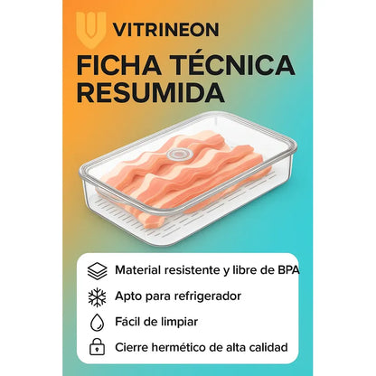Organizador Acrílico Tapa Refrigerador Contenedor Alimentos Transparente