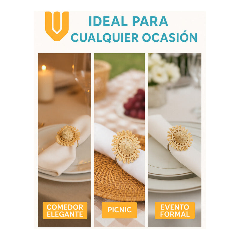 Elegancia Mesa Servilletero Aro Bambú Porta Servilleta Decor