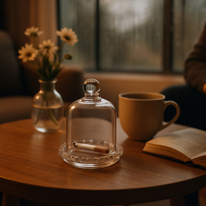 Cenicero De Vidrio Circular Con Tapa Cenicero Vidrio Redondo