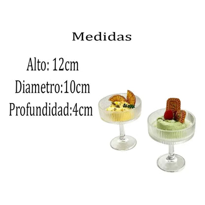 X4 Copas Helado Vidrio Postres Dulce Copa Transparente 200ml Transparente