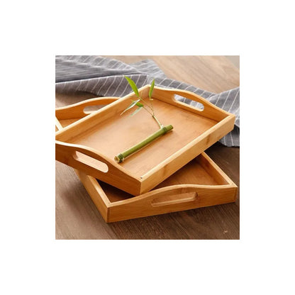 Set 2 Bandejas De Bambu Para Desayuno Bambu Bandeja 40x28cm