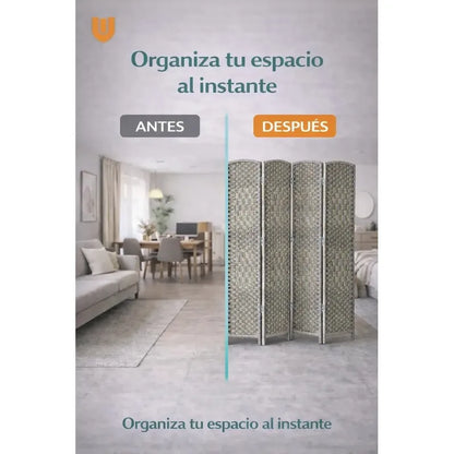 Divisor Espacios Hogar Oficina Panel Plegable Tela 4 Cuerpos Diseño Minimalista Plegable Gris Claro Estilo Nordico Tonalidad