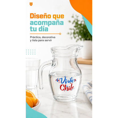 Jarra Vidrio Jugo Agua 400ml Viva Chile Asa Transparente Jarra Vidrio 400ml Viva Chile Asa Pico Vertedor Transparente Bebidas Frías Agua Jugo Té Cocina Mesa Hogar Vitrineon Cl 400ml