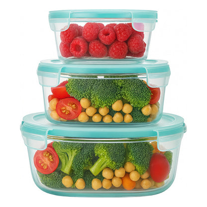 Set 3 Tuppers Vidrio Hermético Microondas Freezer Cocina