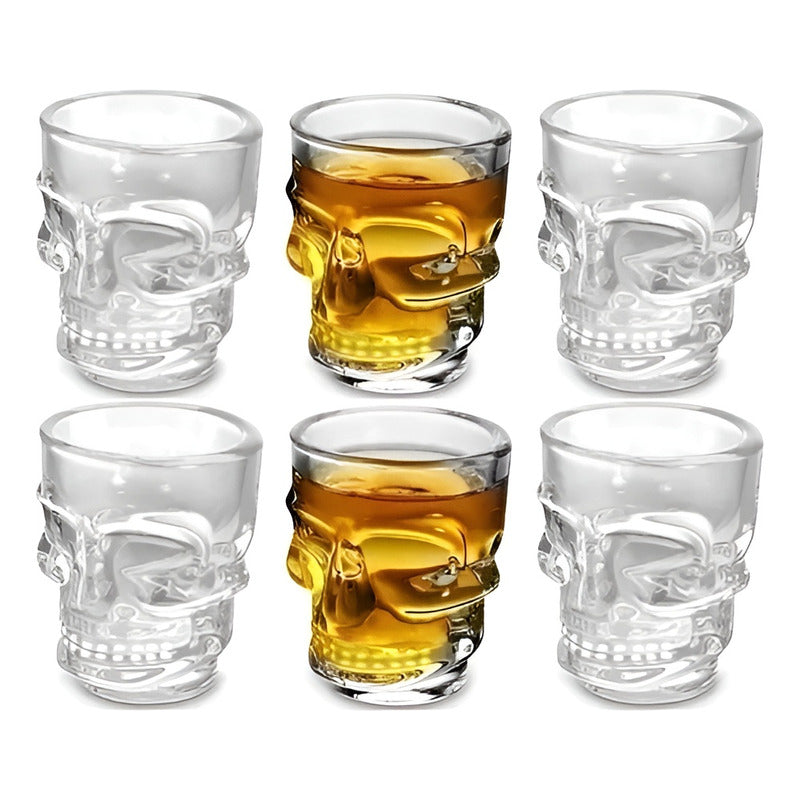 Set 6 Vaso Shot Calavera Tequilero Vasos Shoperos De Vidrio